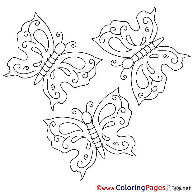 Kids Summer Coloring Page Butterflies