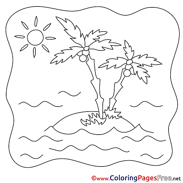 Palm Trees Summer Coloring Pages Island free