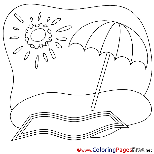 Parasol free Summer Coloring Sheets Sun