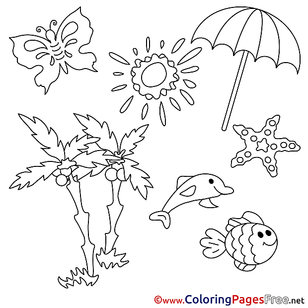 Parasol Palms Summer Colouring Sheet free Sun