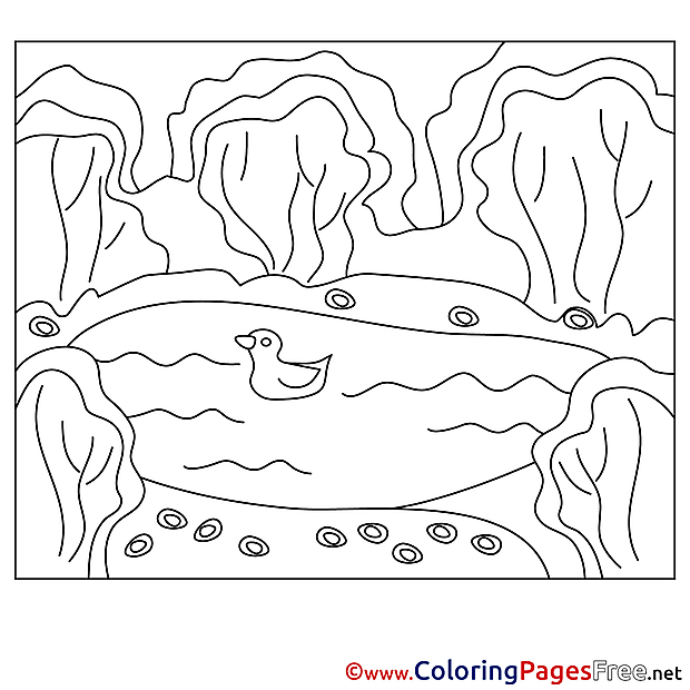 Pond printable Summer Coloring Sheets Duck