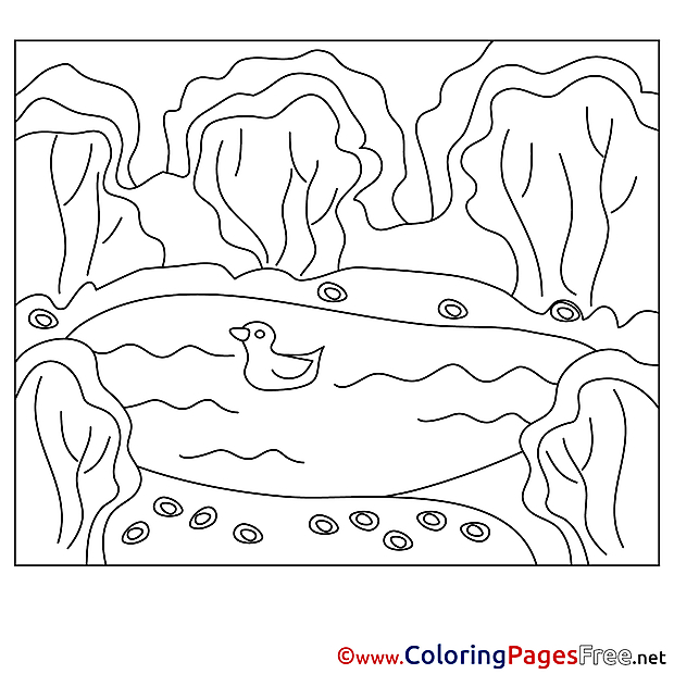 Download Pond printable Summer Coloring Sheets Duck