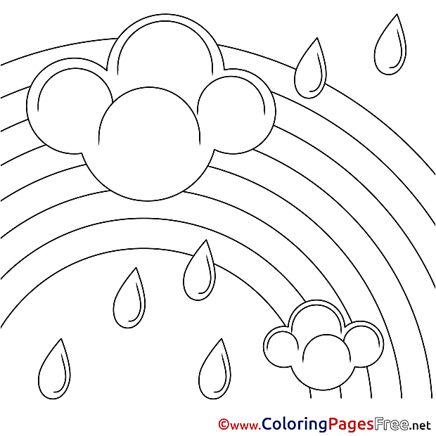 Rainbow free Summer Rain Coloring Sheets