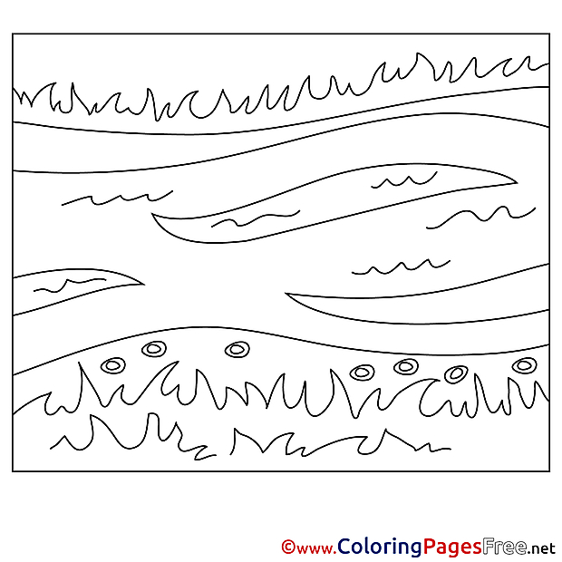 River Children Summer Colouring Page