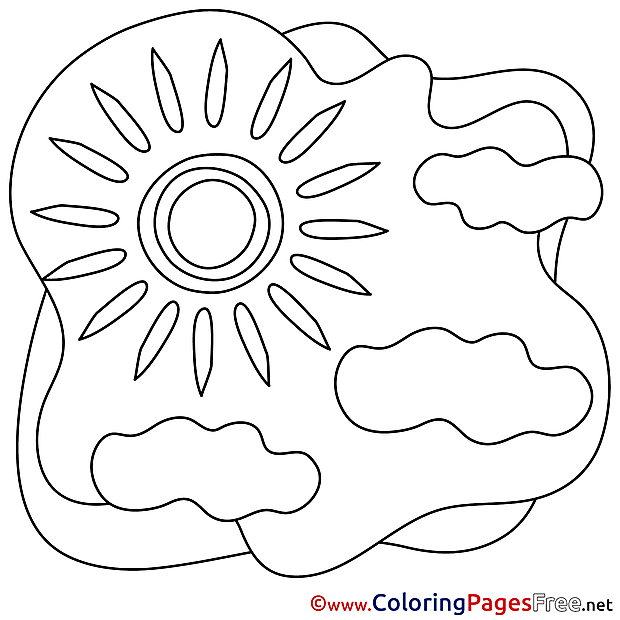 Sky Sun printable Summer Coloring Sheets Clouds