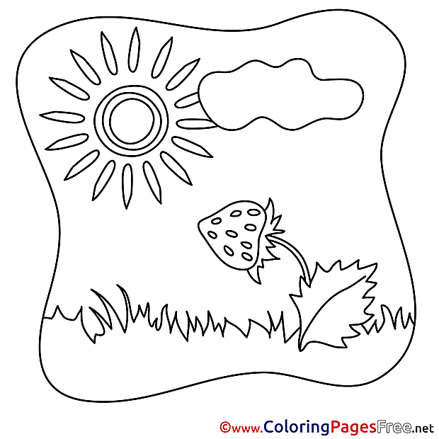 Strawberry Sun Kids Summer Coloring Pages