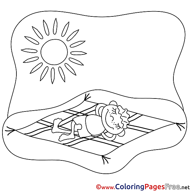 Summertime free Colouring Page Summer Beach