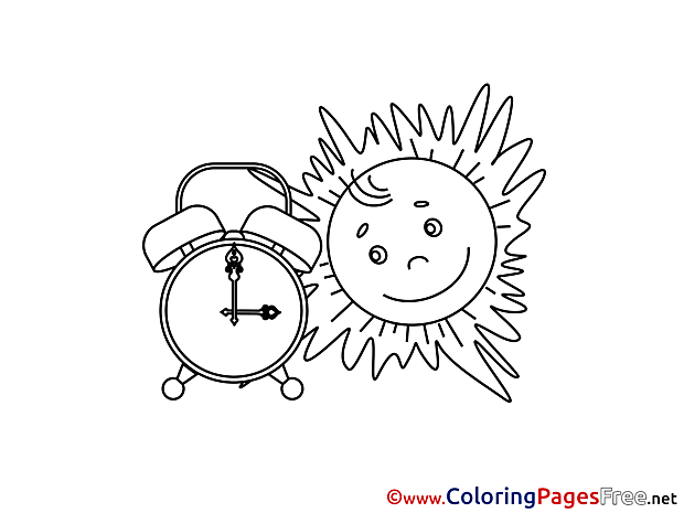 Sun Alarm Clock Summer Coloring Pages download