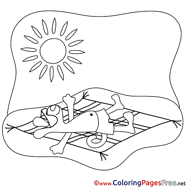 Sunbathe Children Summer Colouring Page Sun