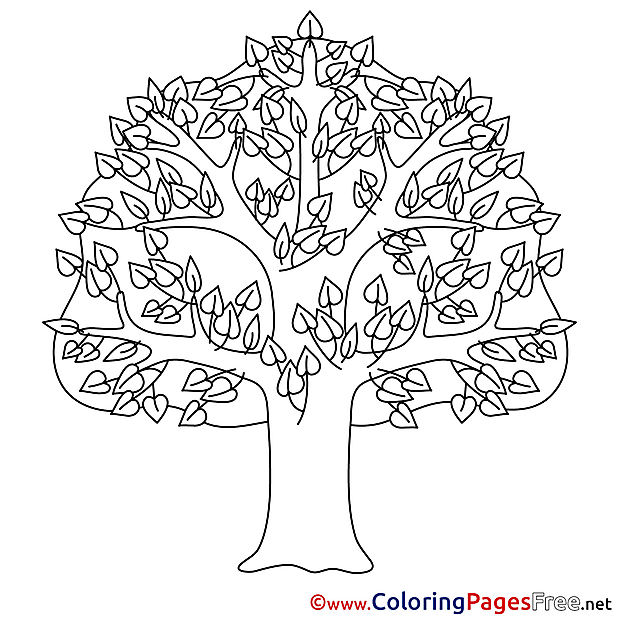 Tree Kids Summer Coloring Page