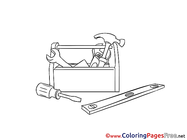 Carpentry Tools for Kids printable Colouring Page