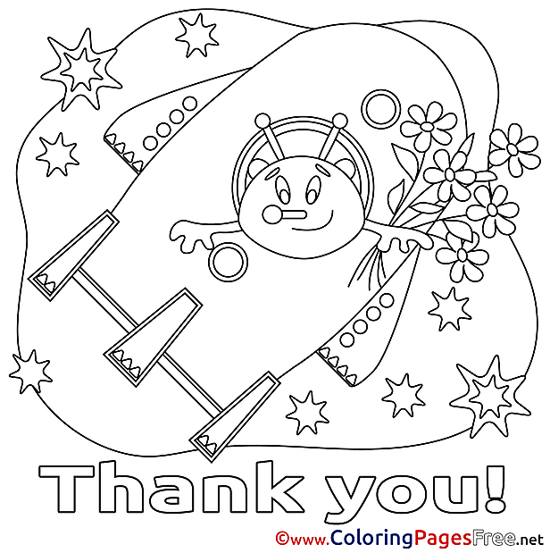 Alien Spaceship Coloring Pages Thank You for free
