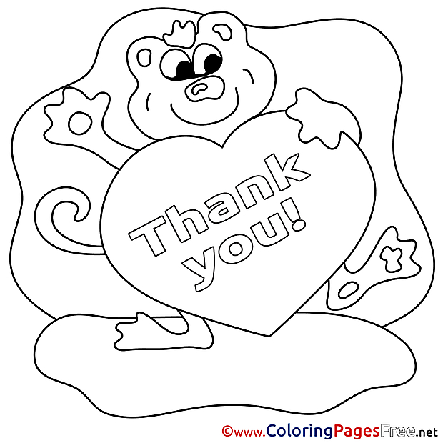 Animal Colouring Page Thank You free