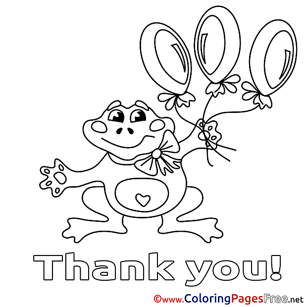 Balloons Frog printable Coloring Pages Thank You