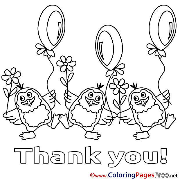 Balloons Penguins Coloring Pages Thank You for free