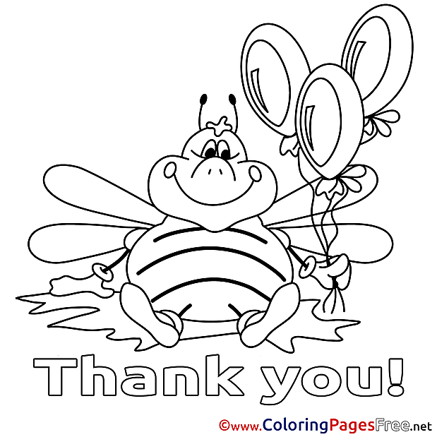 Bee Balloons Thank You free Coloring Pages