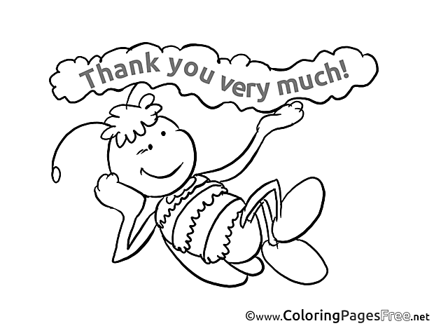 Bee free Colouring Page Thank You
