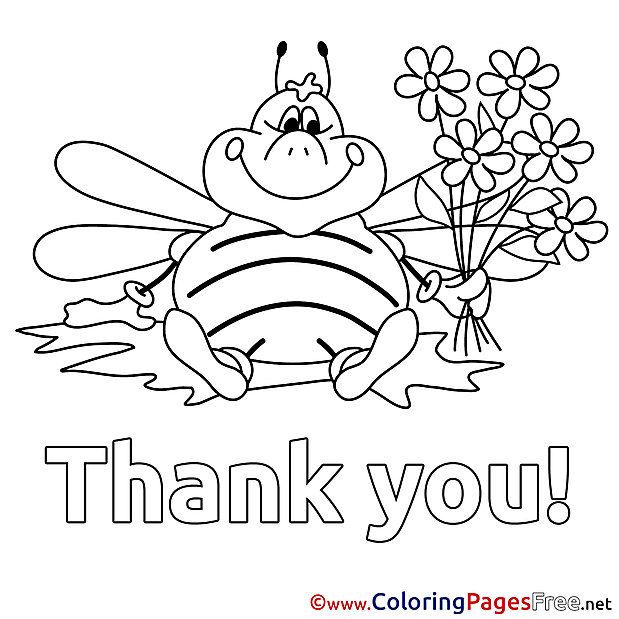 Bee Thank You free Coloring Pages