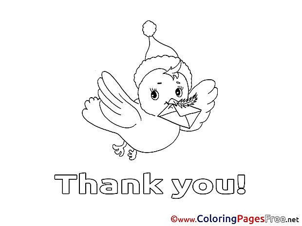 Bird flying free Colouring Page Thank You