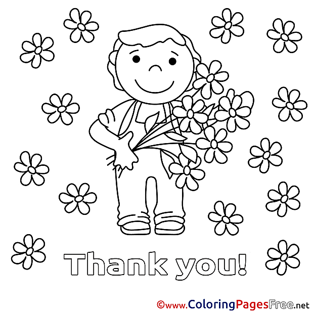 Boy Thank You Coloring Pages Flowers download