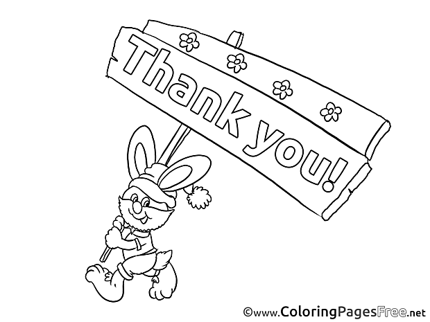 Bunny Colouring Page Thank You free