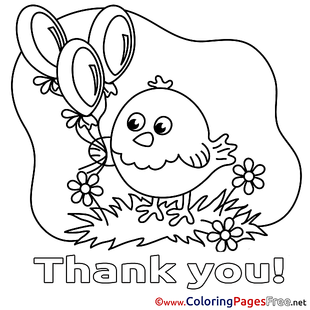 Chicken Balloon download Thank You Coloring Pages