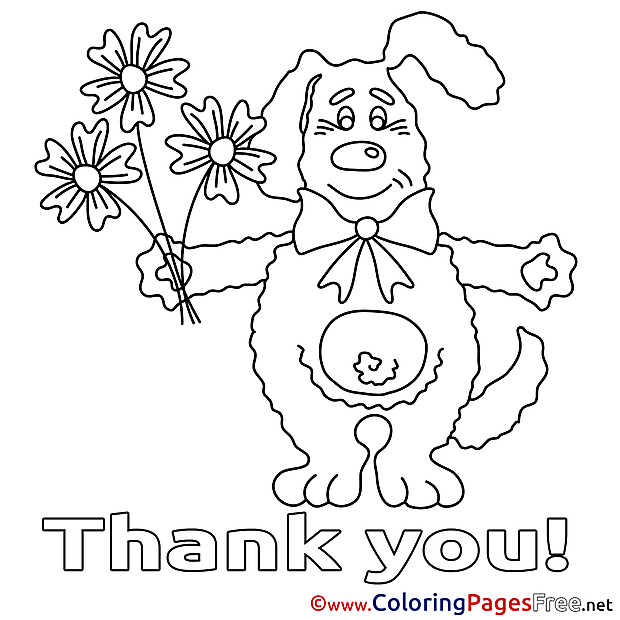 Dog Bouquet download Thank You Coloring Pages