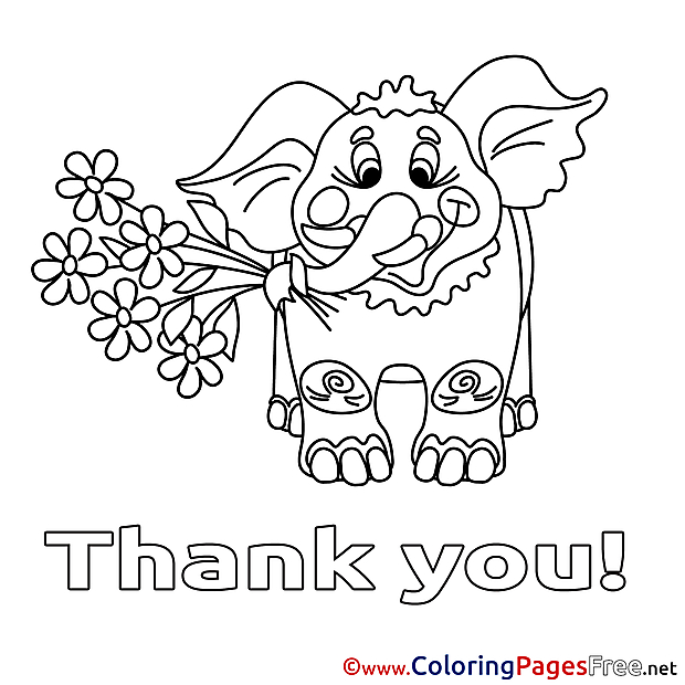 Elephant Thank You Coloring Pages free