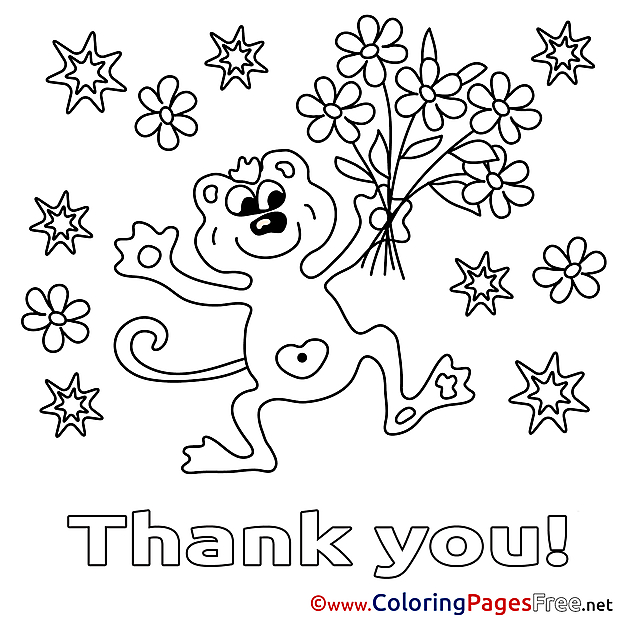 Flowers Animal Thank You Coloring Pages download