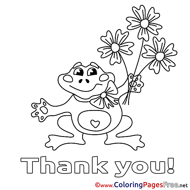 Frog Flowers free Thank You Coloring Sheets