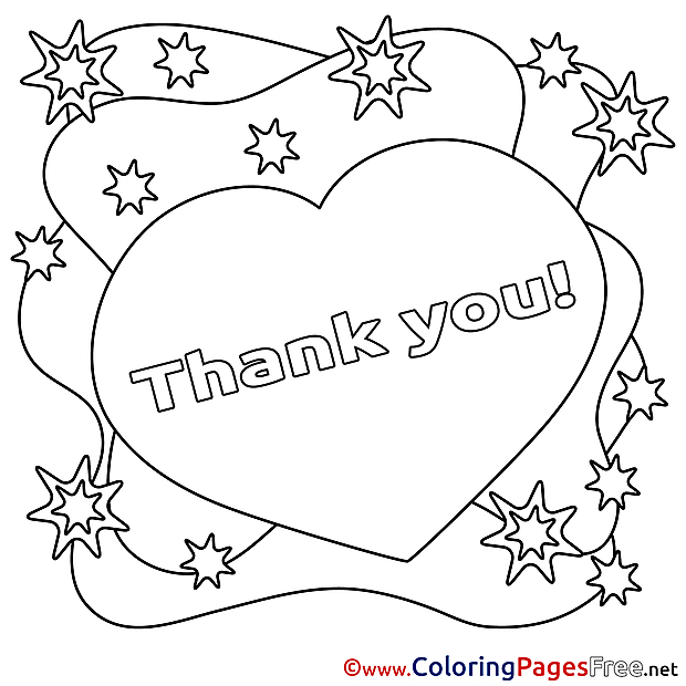 Heart printable Coloring Pages Thank You