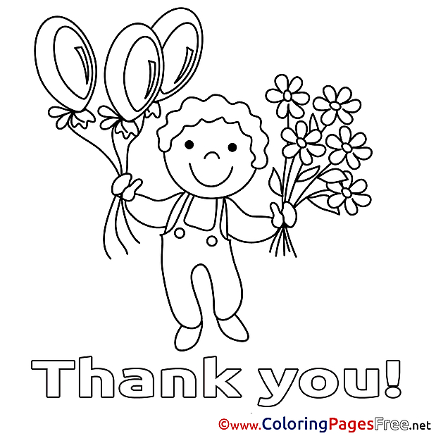 Kid Flowers Thank You Coloring Pages