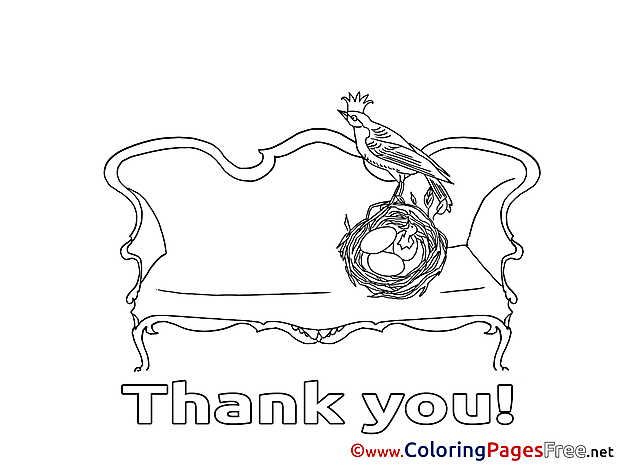 Nest Bird Thank You Coloring Pages free