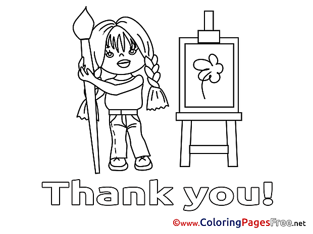 Painter printable Thank You Coloring Sheets