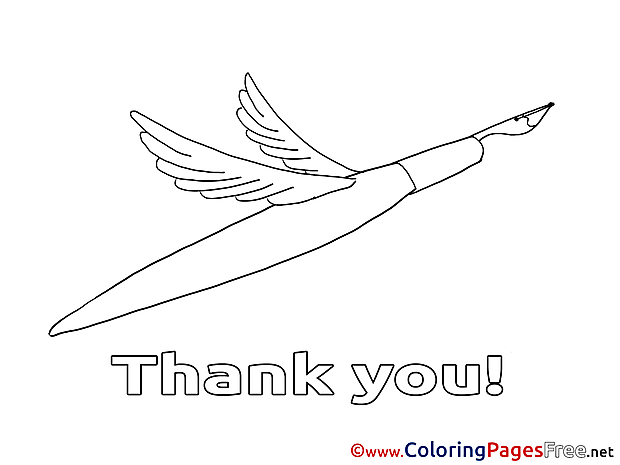 Pen Wings printable Thank You Coloring Sheets