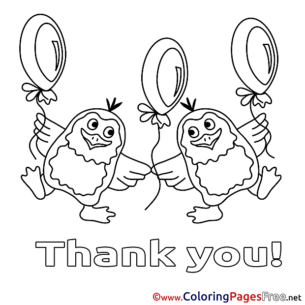 Penguins Balloons Coloring Sheets Thank You free