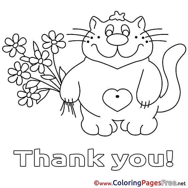 Pussycat Flowers Coloring Sheets Thank You free