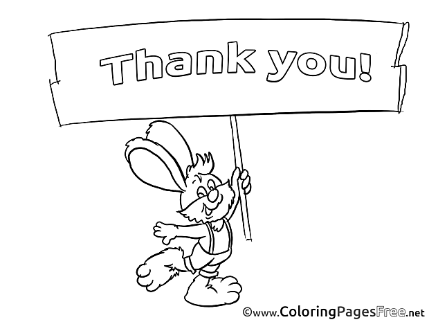 Rabbit Kids Thank You Coloring Pages