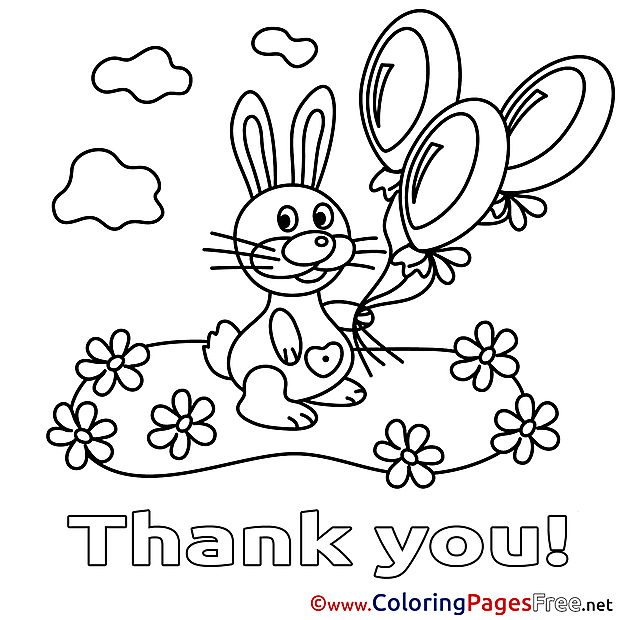 Rabbit Thank You free Balloons Coloring Pages
