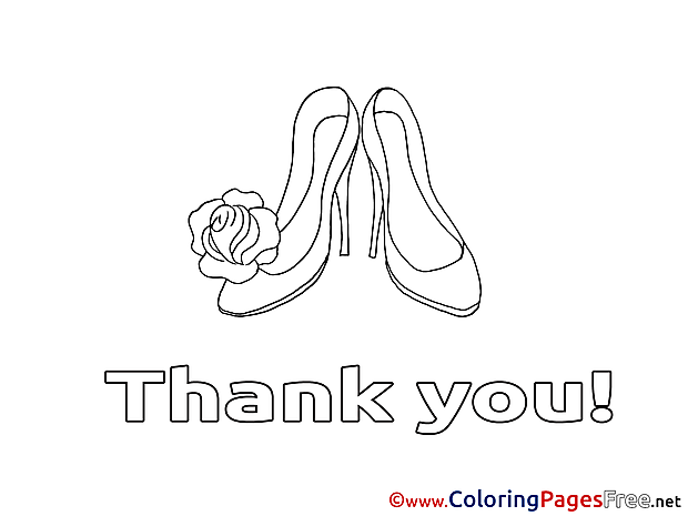 Shoes free Colouring Page Thank You