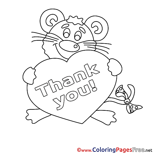 Thank You Animal Colouring Sheet free