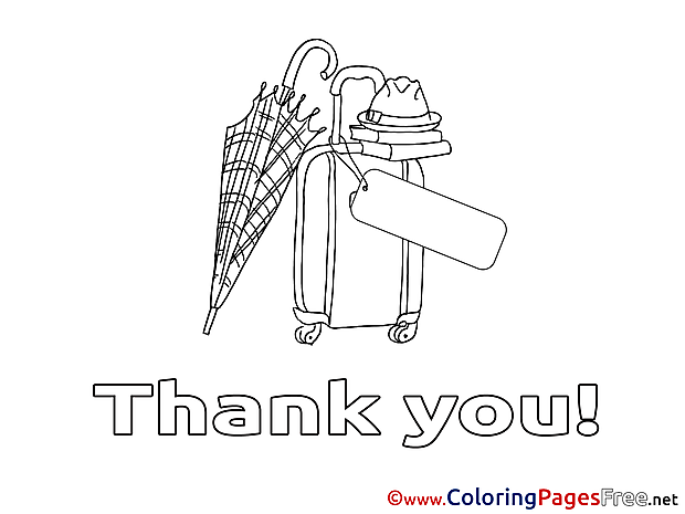 Umbrella Hat for Kids Thank You Colouring Page