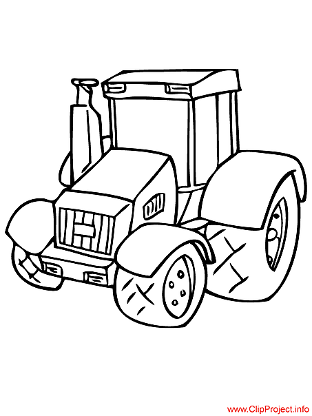 Cartoon tractor image for colouring free