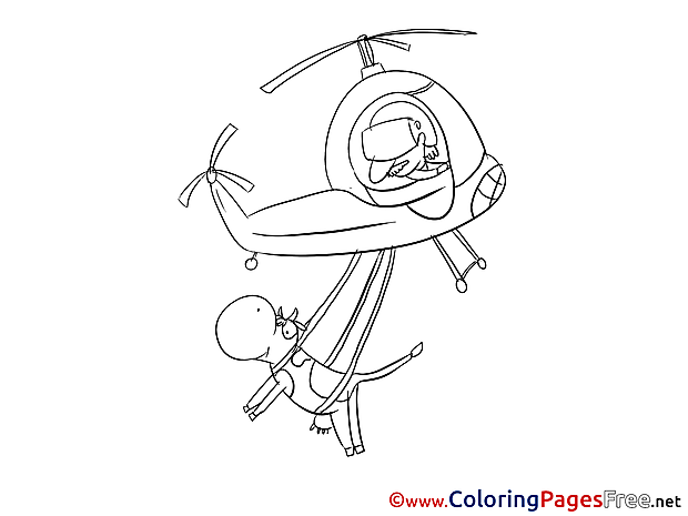 Cow Helicopter download printable Coloring Pages