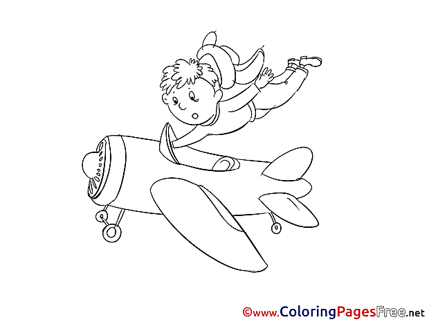 Pilot Plane Children Coloring Pages free