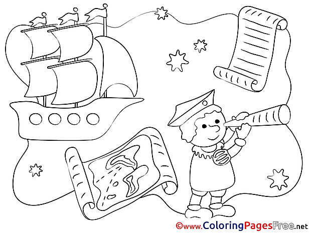 Columbus for Kids printable Colouring Page