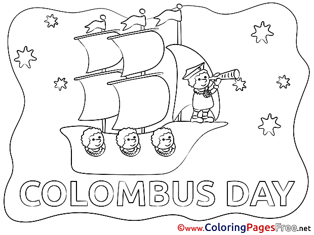 Night Ship Columbus Day for Children free Coloring Pages 