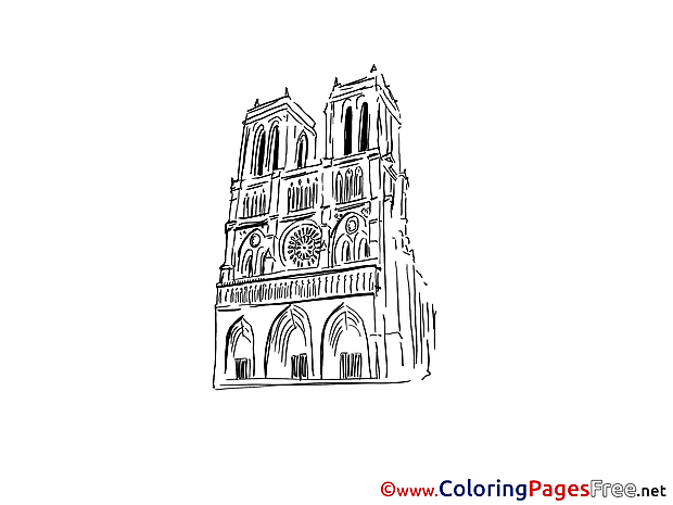 Notre Dame Paris Children download Colouring Page