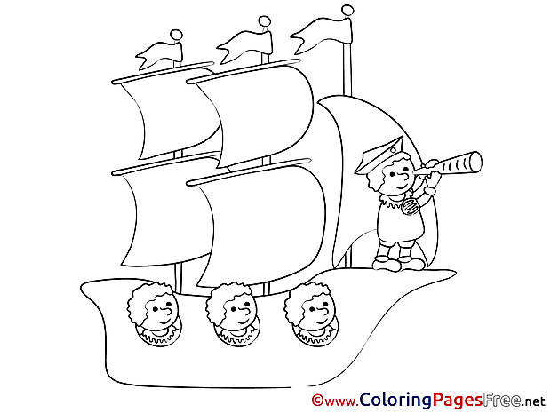 Ship Travelling Kids free Coloring Page