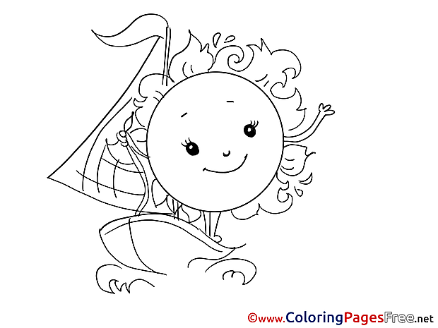 Sun Boat for Children free Coloring Pages